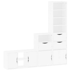 Meubles TV 4 pcs avec rangement ODDA blanc bois de pin massif 