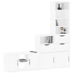 Meubles TV 4 pcs avec rangement ODDA blanc bois de pin massif 