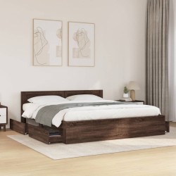 Cadre de lit avec tête de lit chêne marron 180x200 cm 