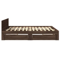 Cadre de lit avec tête de lit chêne marron 180x200 cm 