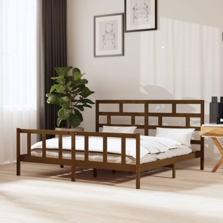 Cadre de lit sans matelas marron miel bois massif 200x200 cm 