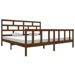 Cadre de lit sans matelas marron miel bois massif 200x200 cm 