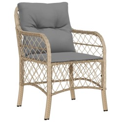 Ensemble de bistro 3 pcs coussins mélange beige résine tressée 