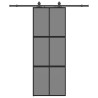 Porte coulissante kit quincaillerie noir 76x205 cm verre trempé 