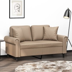 Canapé 2 places avec oreillers cappuccino 120 cm similicuir 