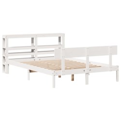 Cadre de lit sans matelas blanc 135x190 cm bois de pin massif 