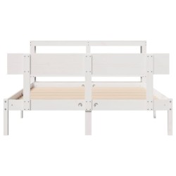 Cadre de lit sans matelas blanc 135x190 cm bois de pin massif 