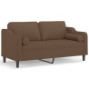Canapé 2 places avec oreillers décoratifs marron 140 cm tissu 