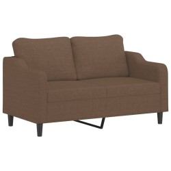 Canapé 2 places avec oreillers décoratifs marron 140 cm tissu 