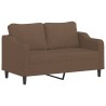 Canapé 2 places avec oreillers décoratifs marron 140 cm tissu 