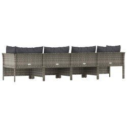 Salon de jardin 4 pcs avec coussins Gris Résine tressée 