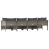 Salon de jardin 4 pcs avec coussins Gris Résine tressée 
