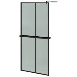 Paroi de douche avec étagère Noir 90x195 cm Verre ESG&Aluminium 