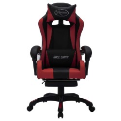 Fauteuil de jeux vidéo avec LED RVB Bordeaux et noir Similicuir 