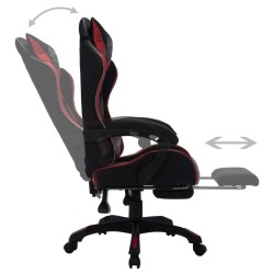 Fauteuil de jeux vidéo avec LED RVB Bordeaux et noir Similicuir 
