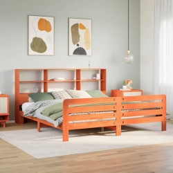 Cadre de lit sans matelas cire marron 180x200cm bois pin massif 