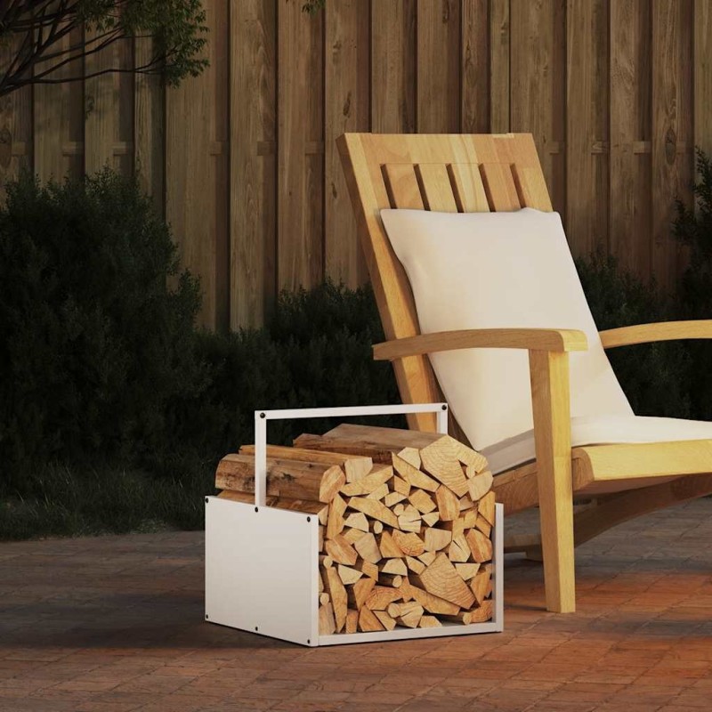 Portant de bois chauffage blanc 40x40x40 cm 