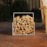 Portant de bois chauffage blanc 40x40x40 cm 