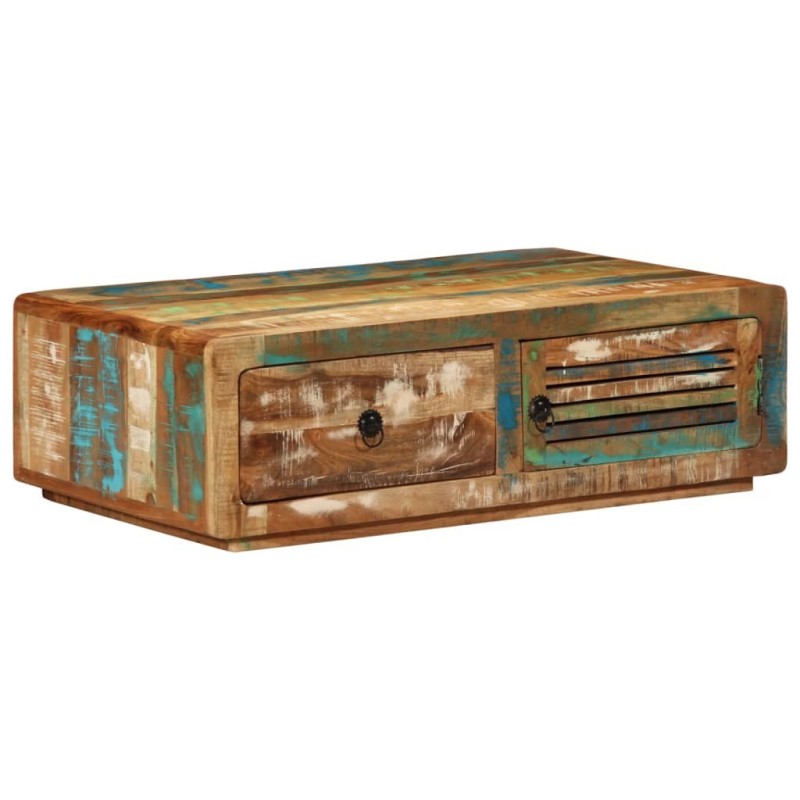 Table basse 89x55x29 cm bois de récupération massif 