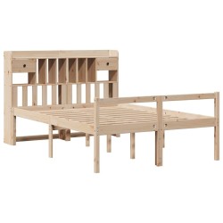 Lit bibliothèque sans matelas 140x190 cm bois de pin massif 