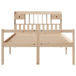 Lit bibliothèque sans matelas 140x190 cm bois de pin massif 