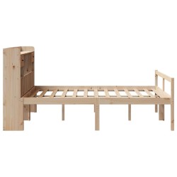 Lit bibliothèque sans matelas 140x190 cm bois de pin massif 