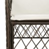 Ensemble de bistro 3 pcs avec coussins marron résine tressée 