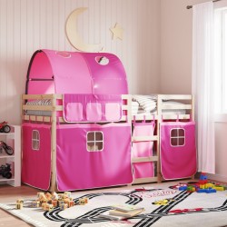 Lit superposé sans matelas rose 80x200 cm bois de pin massif 