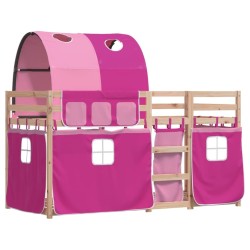 Lit superposé sans matelas rose 80x200 cm bois de pin massif 