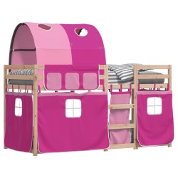 Lit superposé sans matelas rose 80x200 cm bois de pin massif 