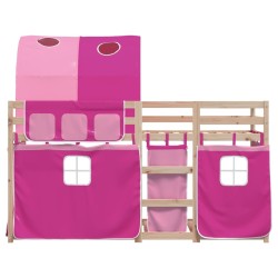 Lit superposé sans matelas rose 80x200 cm bois de pin massif 
