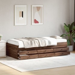Lit de jour avec tiroirs sans matelas chêne marron 90x190 cm 