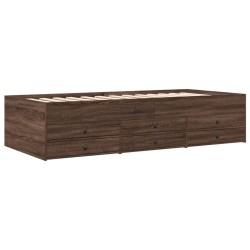 Lit de jour avec tiroirs sans matelas chêne marron 90x190 cm 