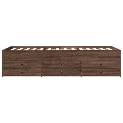 Lit de jour avec tiroirs sans matelas chêne marron 90x190 cm 