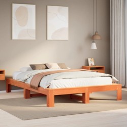 Cadre de lit sans matelas cire marron 150x200cm bois pin massif 