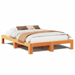 Cadre de lit sans matelas cire marron 150x200cm bois pin massif 
