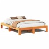 Cadre de lit sans matelas cire marron 150x200cm bois pin massif 