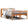 Cadre de lit et tête de lit sans matelas cire marron 135x190 cm 