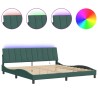 Cadre de lit avec lumières LED vert foncé 200x200 cm velours 