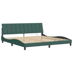 Cadre de lit avec lumières LED vert foncé 200x200 cm velours 
