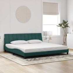 Cadre de lit avec lumières LED vert foncé 200x200 cm velours 