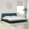 Cadre de lit avec lumières LED vert foncé 200x200 cm velours 