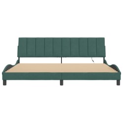 Cadre de lit avec lumières LED vert foncé 200x200 cm velours 