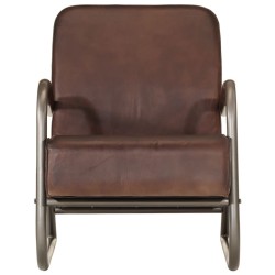 Fauteuil marron cuir véritable 