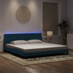 Cadre de lit avec lumières LED bleu 200x200 cm velours 
