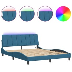 Cadre de lit avec lumières LED bleu 200x200 cm velours 