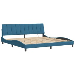 Cadre de lit avec lumières LED bleu 200x200 cm velours 