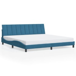Cadre de lit avec lumières LED bleu 200x200 cm velours 