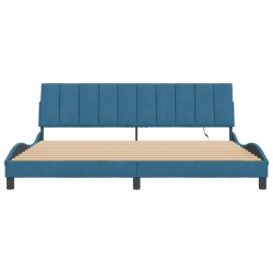 Cadre de lit avec lumières LED bleu 200x200 cm velours 