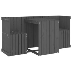 Set de balcon 2 places gris bois de pin massif 